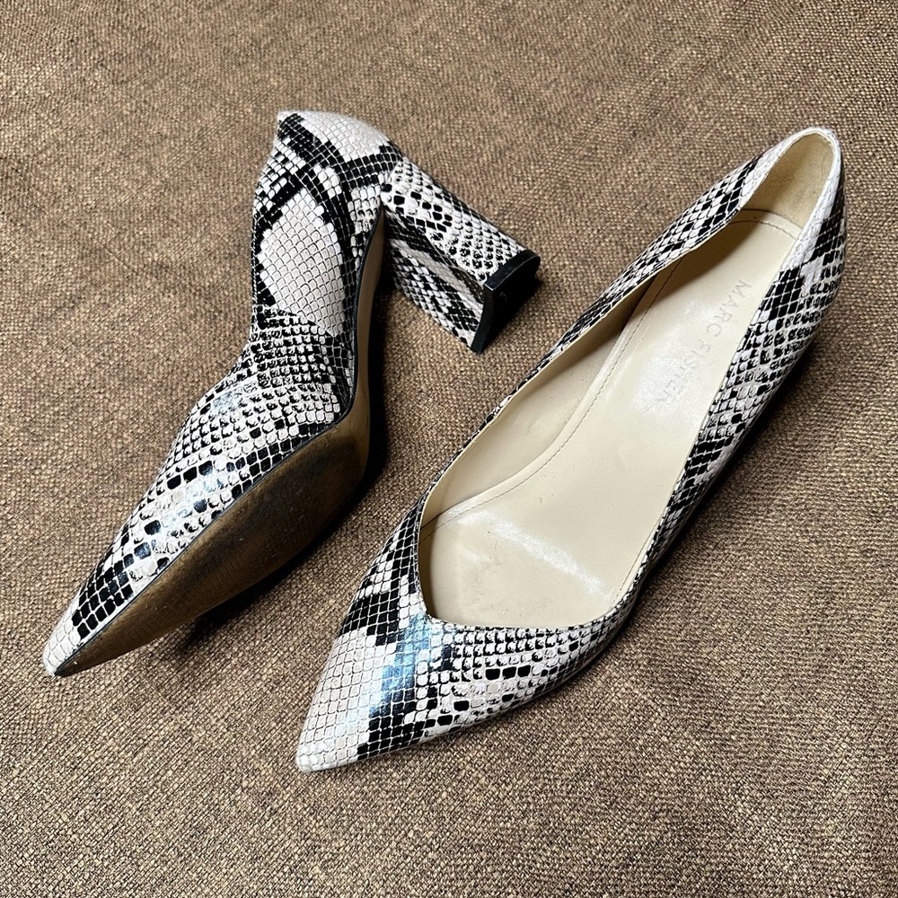 Marc Fisher Snake Skin Pointed Toe Heels